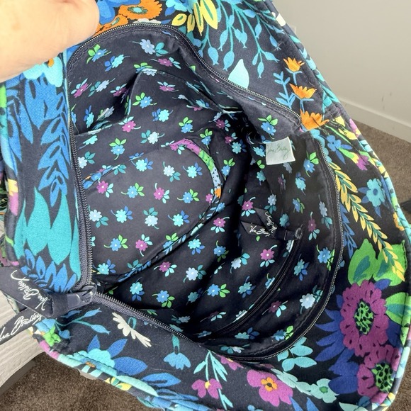 Vera Bradley Midnight Blues Purse Tote W/ Wallet Floral Granny Dark Romantic - Picture 4 of 12